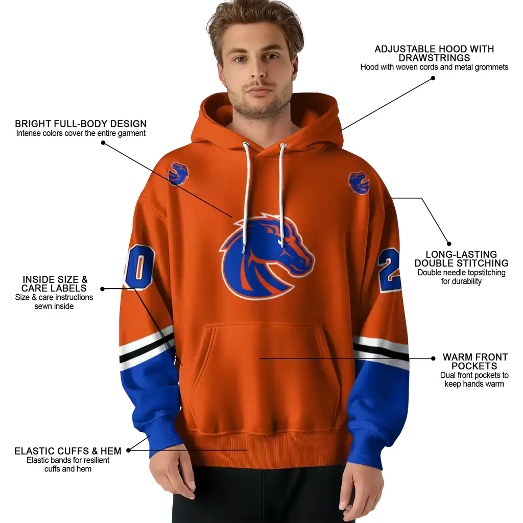 personalized boise state broncos striped sleeves orange hoodie latest model personalized boise state broncos striped sleeves orange hoodie latest model