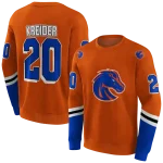 personalized boise state broncos striped sleeves orange hoodie best selling