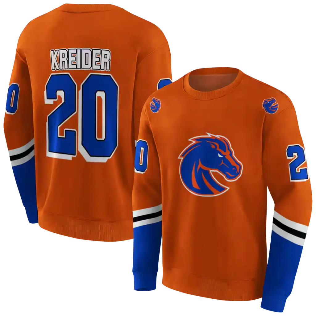 personalized boise state broncos striped sleeves orange hoodie premium grade personalized boise state broncos striped sleeves orange hoodie premium grade