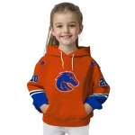 personalized boise state broncos striped sleeves orange hoodie best selling