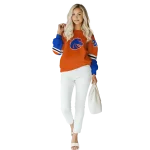 personalized boise state broncos striped sleeves orange hoodie best selling