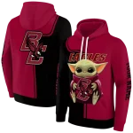 personalized boston college eagles baby yoda maroon black hoodie best selling