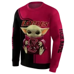 personalized boston college eagles baby yoda maroon black hoodie best selling