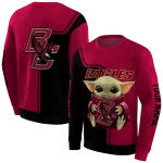 personalized boston college eagles baby yoda maroon black hoodie best selling