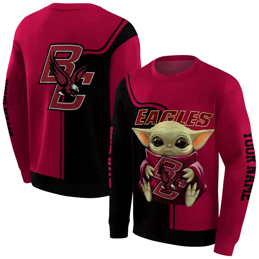 personalized boston college eagles baby yoda maroon black hoodie premium grade personalized boston college eagles baby yoda maroon black hoodie premium grade