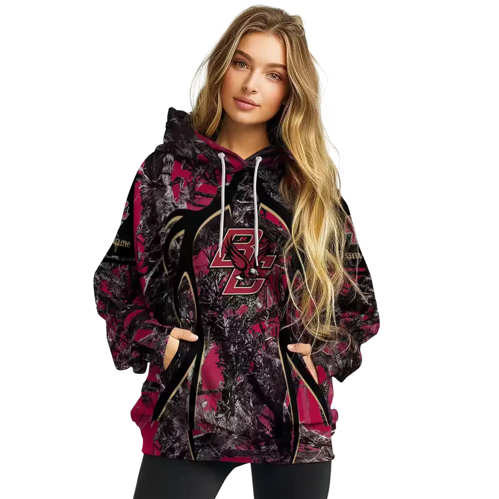 personalized boston college eagles hunting theme maroon black hoodie high quality personalized boston college eagles hunting theme maroon black hoodie high quality
