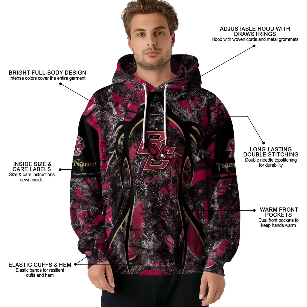 personalized boston college eagles hunting theme maroon black hoodie latest model personalized boston college eagles hunting theme maroon black hoodie latest model