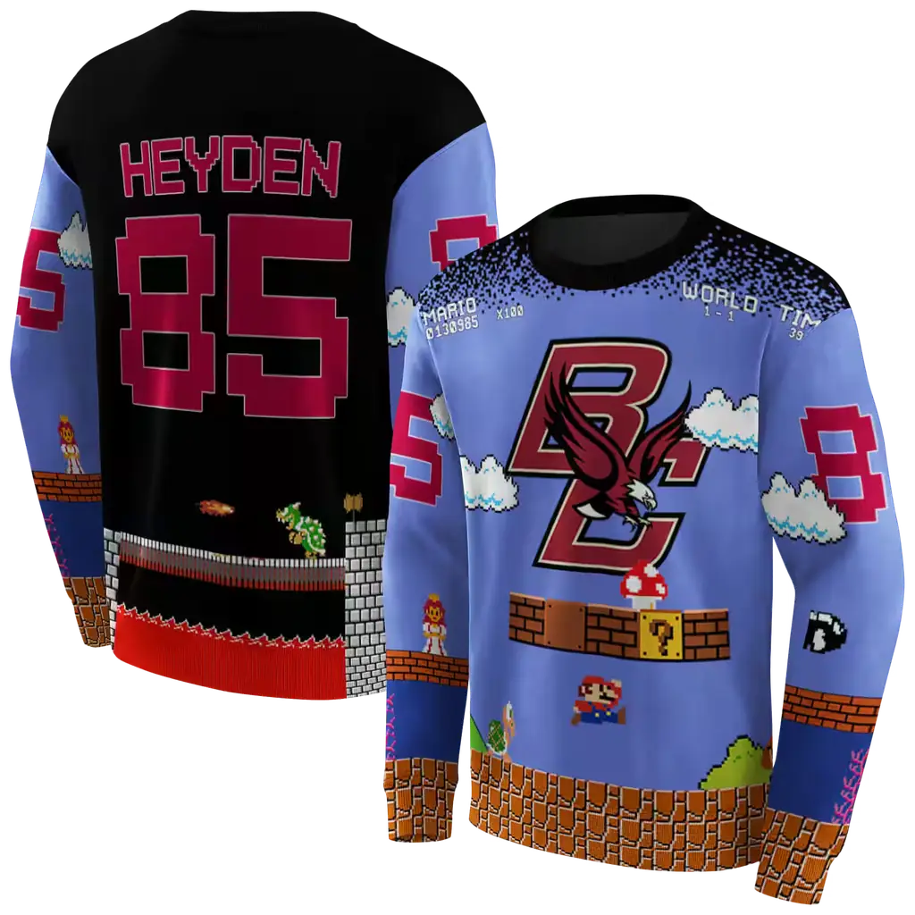 personalized boston college eagles mario blue black hoodie premium grade personalized boston college eagles mario blue black hoodie premium grade