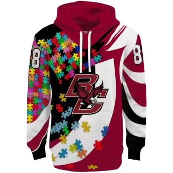 personalized boston college eagles puzzle pieces maroon hoodie best selling