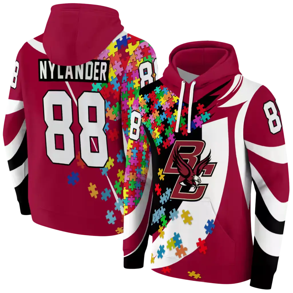 personalized boston college eagles puzzle pieces maroon hoodie fashion forward personalized boston college eagles puzzle pieces maroon hoodie fashion forward