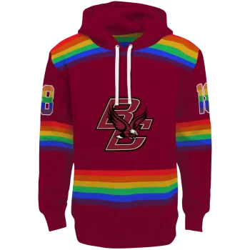 personalized boston college eagles rainbow stripes maroon hoodie best selling