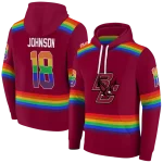 personalized boston college eagles rainbow stripes maroon hoodie best selling