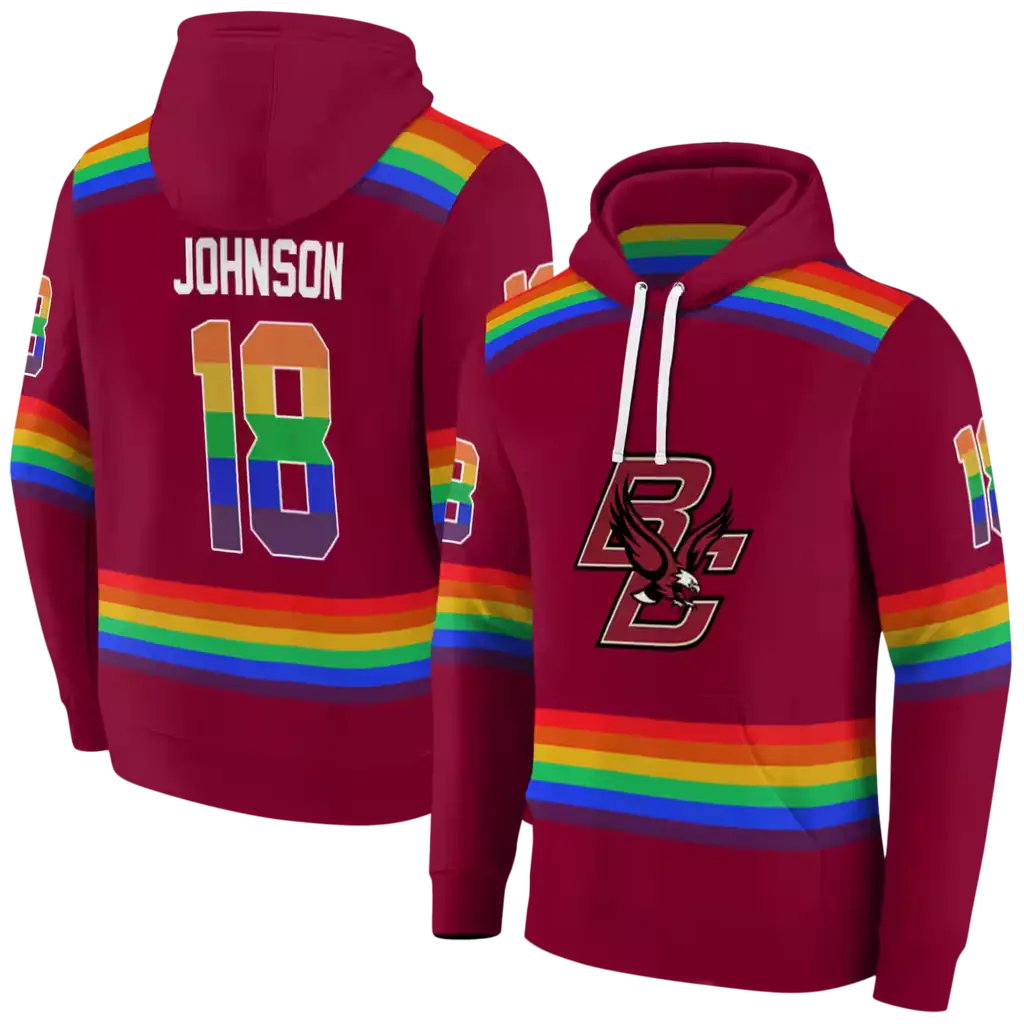 personalized boston college eagles rainbow stripes maroon hoodie fashion forward personalized boston college eagles rainbow stripes maroon hoodie fashion forward