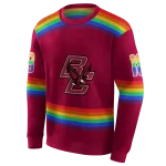 personalized boston college eagles rainbow stripes maroon hoodie best selling