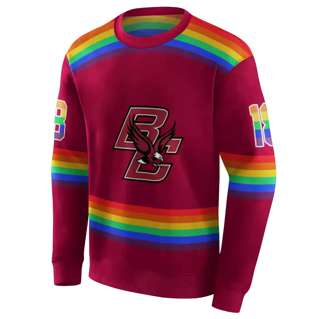 personalized boston college eagles rainbow stripes maroon hoodie new arrival personalized boston college eagles rainbow stripes maroon hoodie new arrival