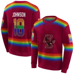 personalized boston college eagles rainbow stripes maroon hoodie best selling