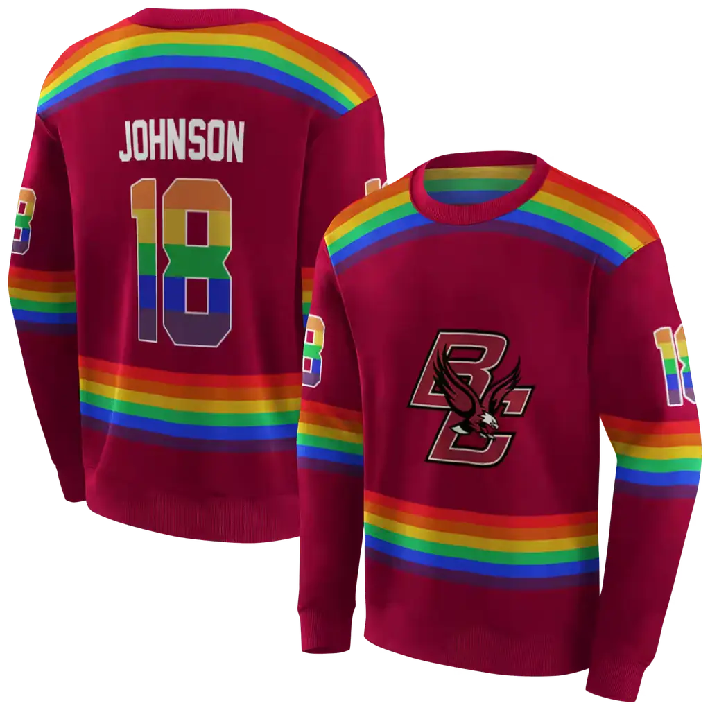 personalized boston college eagles rainbow stripes maroon hoodie premium grade personalized boston college eagles rainbow stripes maroon hoodie premium grade