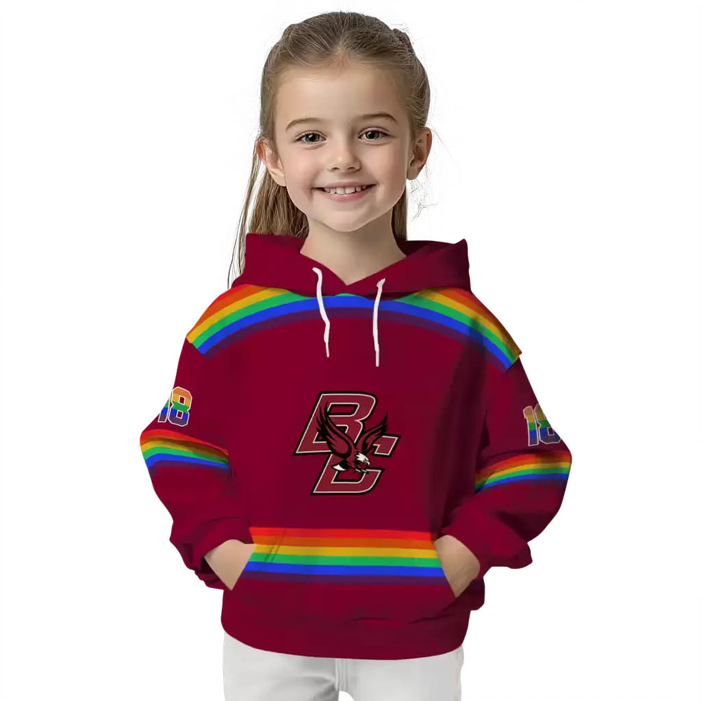 personalized boston college eagles rainbow stripes maroon hoodie top rated personalized boston college eagles rainbow stripes maroon hoodie top rated
