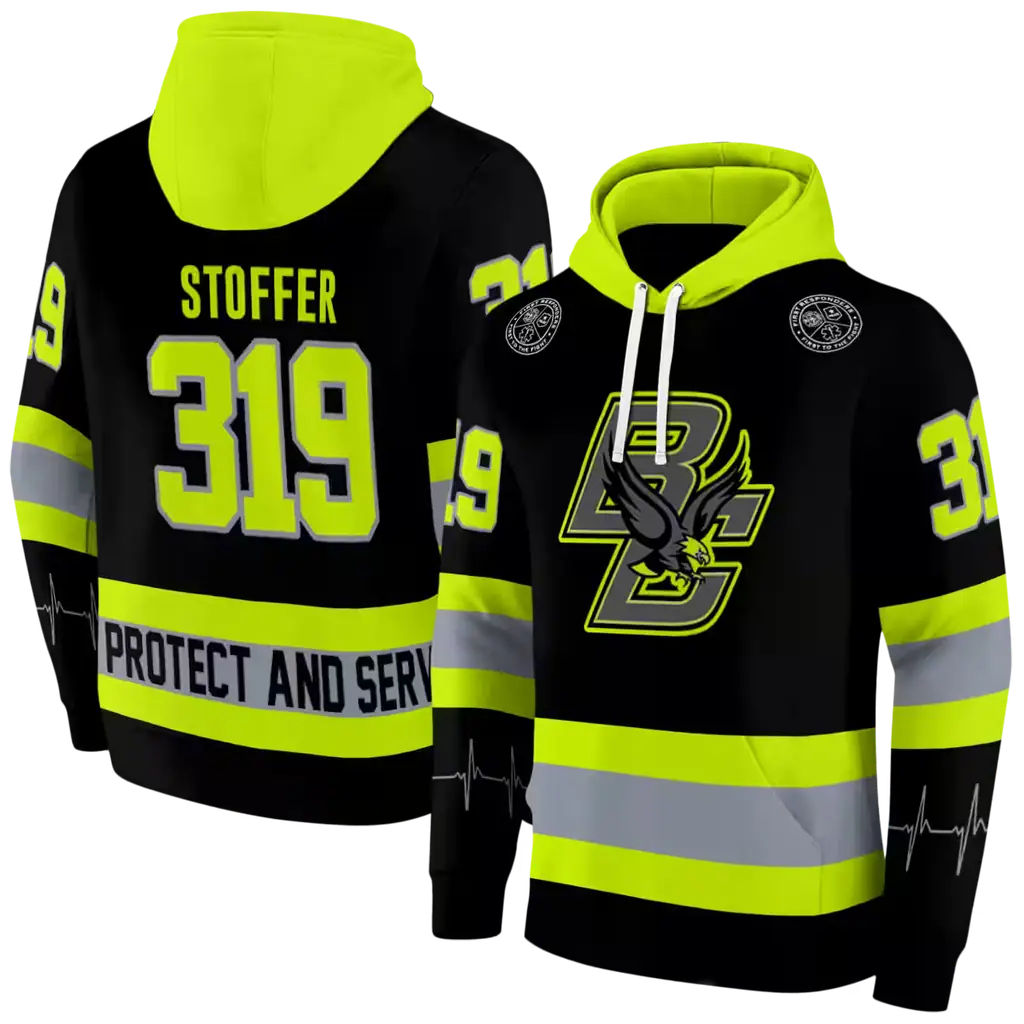 personalized boston college eagles safety motif black neon green hoodie fashion forward personalized boston college eagles safety motif black neon green hoodie fashion forward