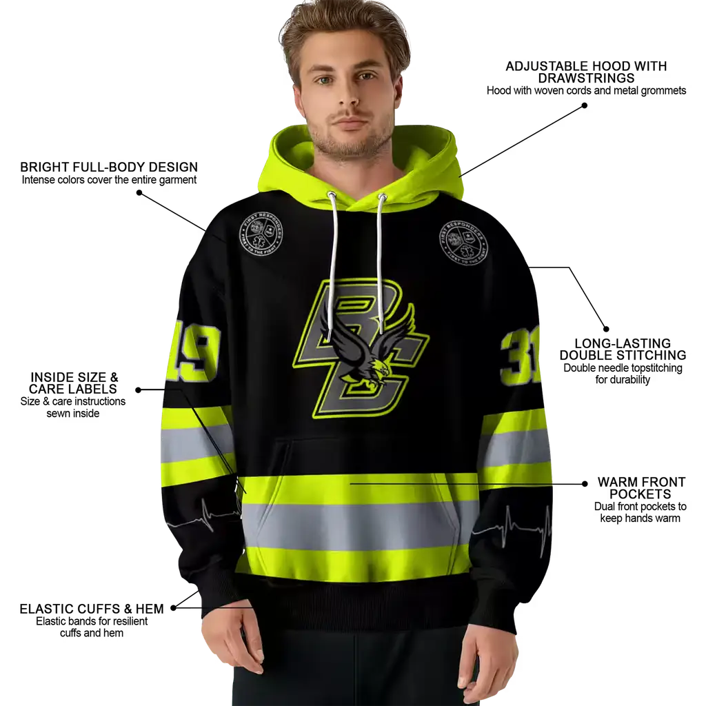 personalized boston college eagles safety motif black neon green hoodie latest model personalized boston college eagles safety motif black neon green hoodie latest model