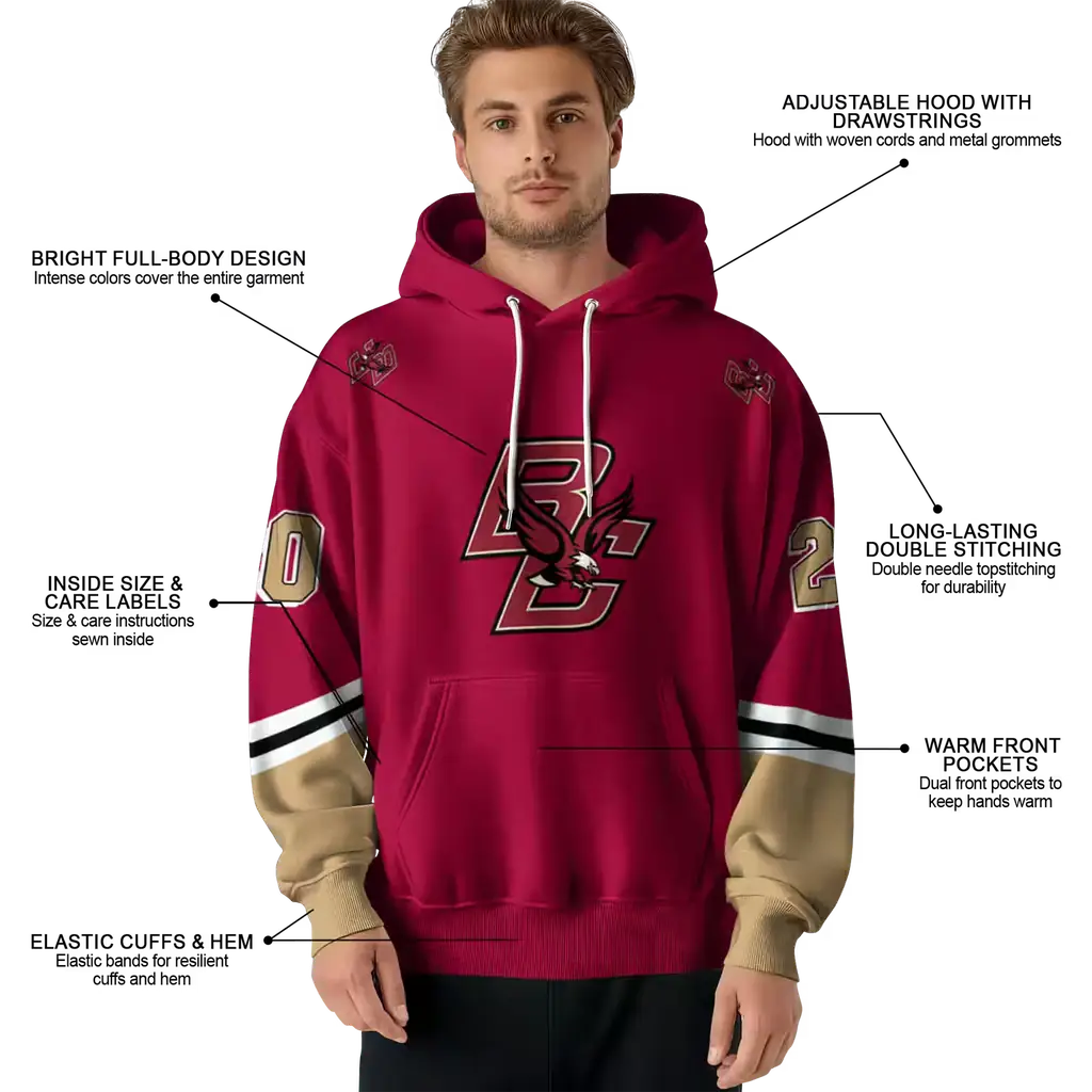 personalized boston college eagles striped sleeves maroon hoodie latest model personalized boston college eagles striped sleeves maroon hoodie latest model