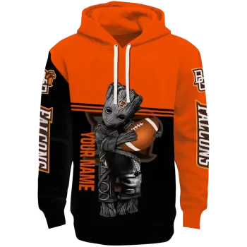 personalized bowling green falcons baby groot orange black hoodie best selling