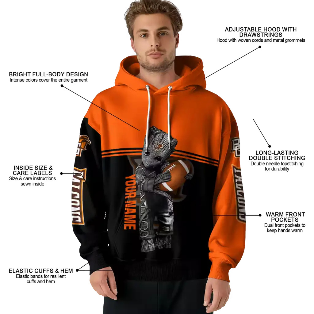 personalized bowling green falcons baby groot orange black hoodie latest model personalized bowling green falcons baby groot orange black hoodie latest model