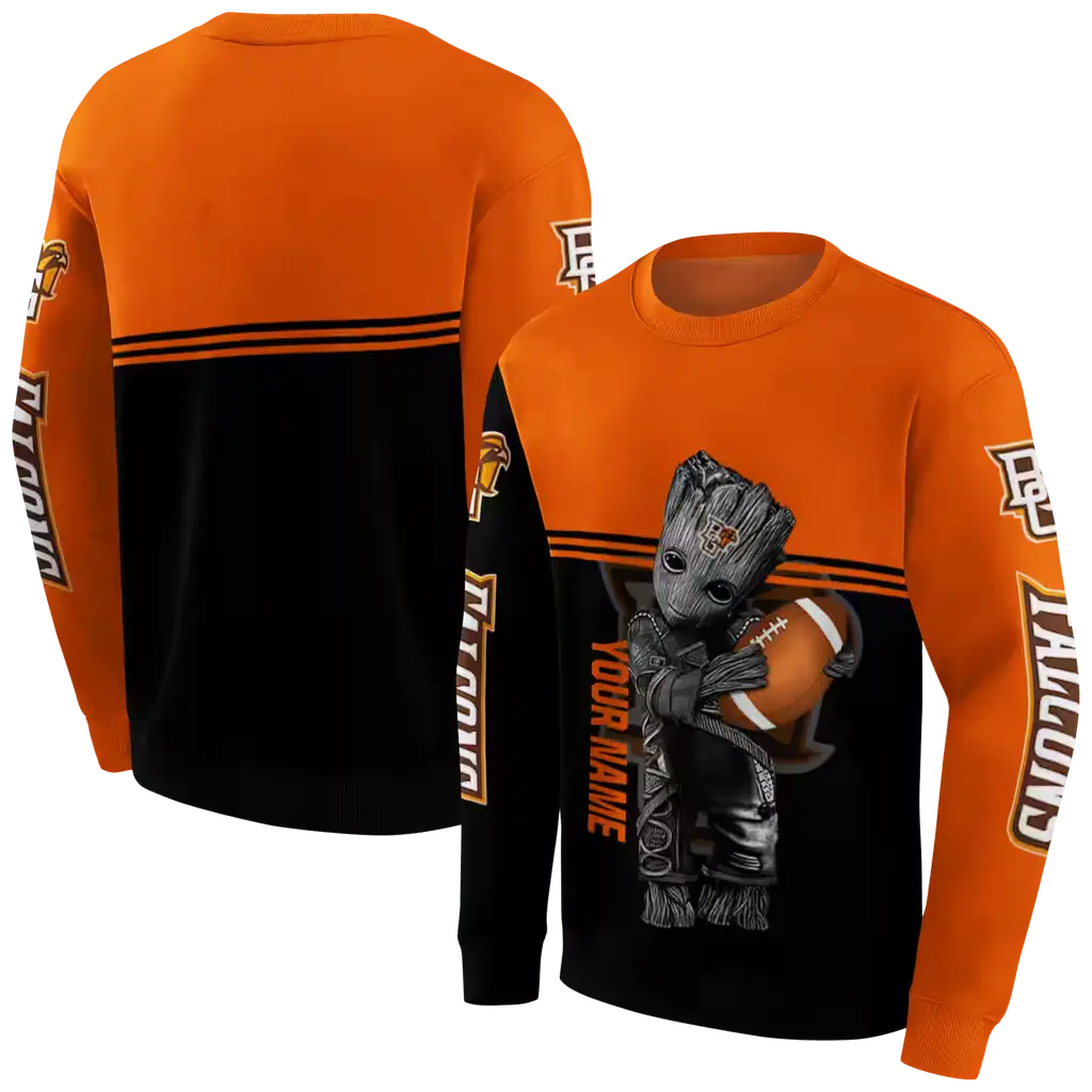 personalized bowling green falcons baby groot orange black hoodie premium grade personalized bowling green falcons baby groot orange black hoodie premium grade