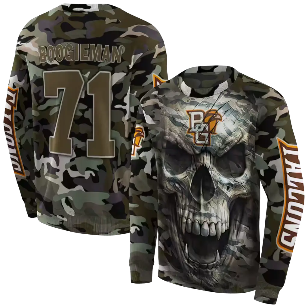 personalized bowling green falcons camo skull hoodie premium grade personalized bowling green falcons camo skull hoodie premium grade