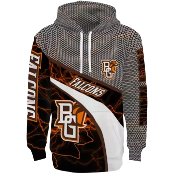 personalized bowling green falcons hexagonal mesh orange black gray hoodie best selling