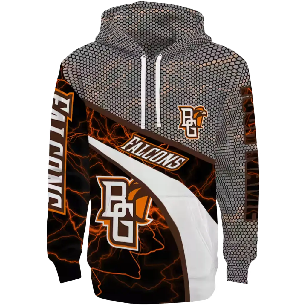 personalized bowling green falcons hexagonal mesh orange black gray hoodie best selling personalized bowling green falcons hexagonal mesh orange black gray hoodie best selling