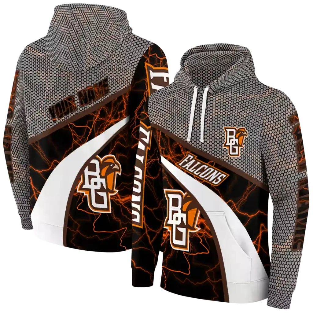 personalized bowling green falcons hexagonal mesh orange black gray hoodie fashion forward personalized bowling green falcons hexagonal mesh orange black gray hoodie fashion forward