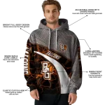 personalized bowling green falcons hexagonal mesh orange black gray hoodie best selling