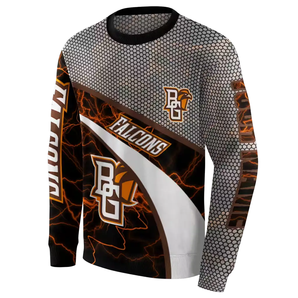 personalized bowling green falcons hexagonal mesh orange black gray hoodie new arrival personalized bowling green falcons hexagonal mesh orange black gray hoodie new arrival