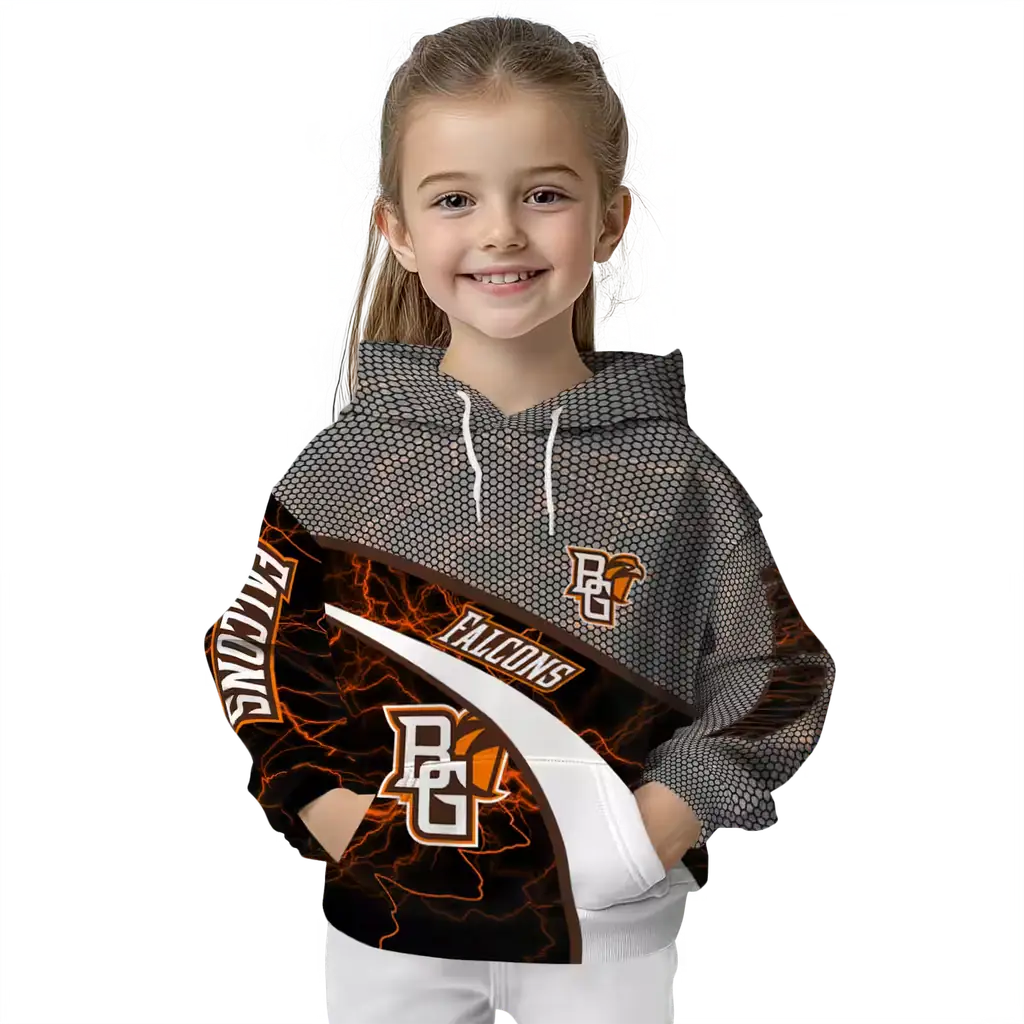personalized bowling green falcons hexagonal mesh orange black gray hoodie top rated personalized bowling green falcons hexagonal mesh orange black gray hoodie top rated