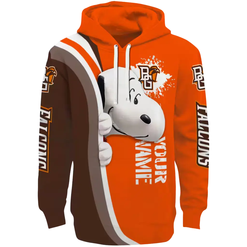 personalized bowling green falcons peeking snoopy orange hoodie best selling personalized bowling green falcons peeking snoopy orange hoodie best selling
