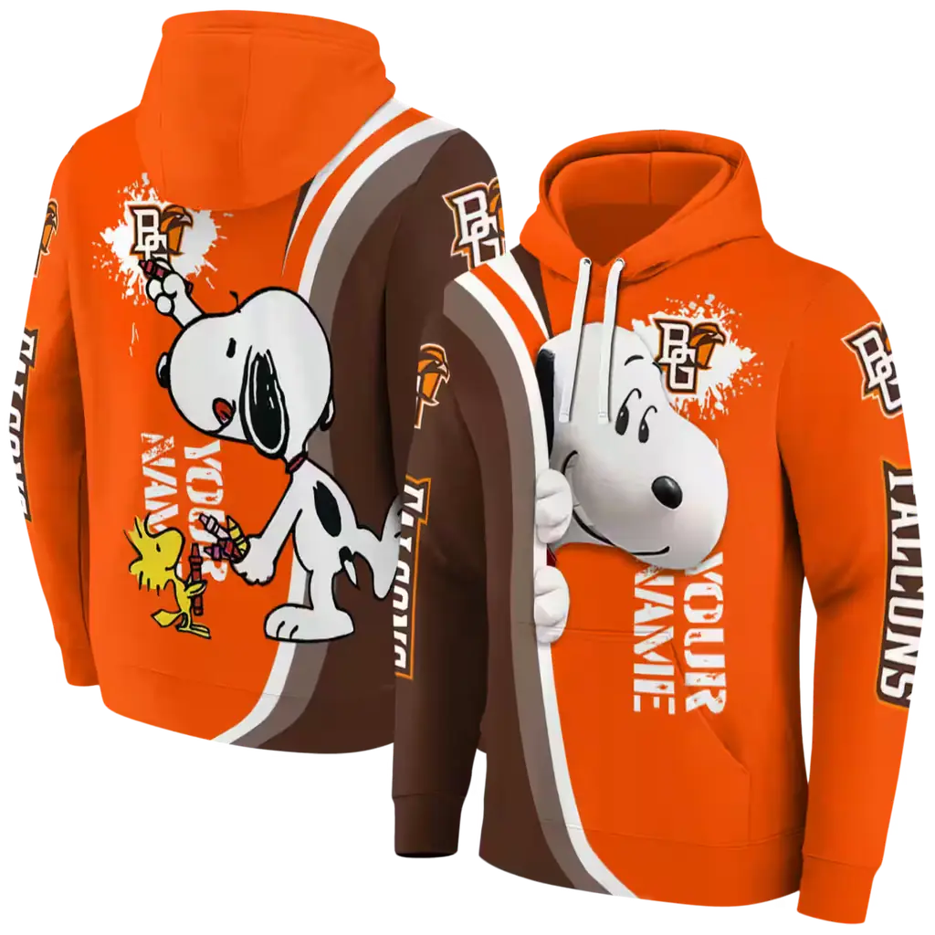 personalized bowling green falcons peeking snoopy orange hoodie fashion forward personalized bowling green falcons peeking snoopy orange hoodie fashion forward