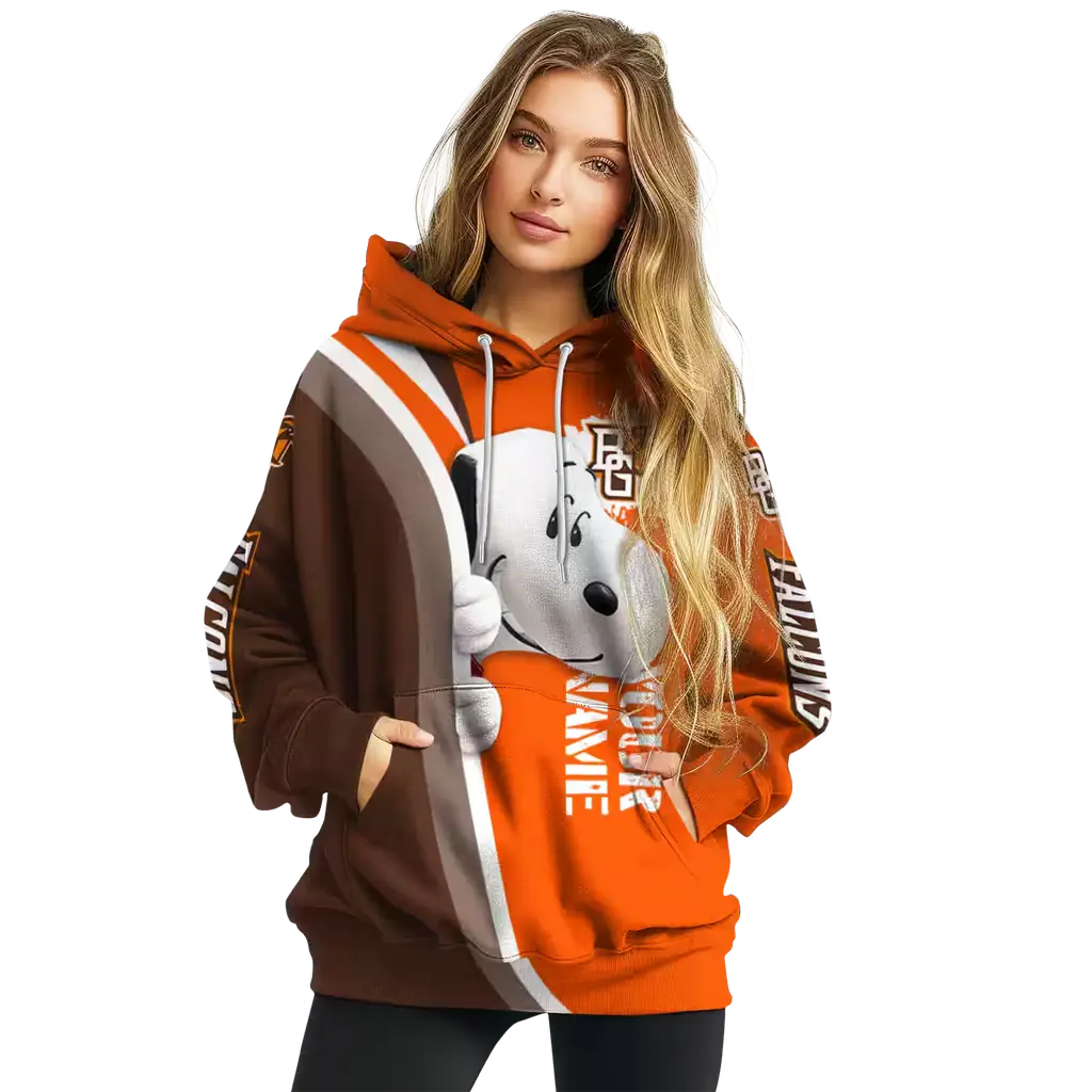personalized bowling green falcons peeking snoopy orange hoodie high quality personalized bowling green falcons peeking snoopy orange hoodie high quality