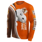 personalized bowling green falcons peeking snoopy orange hoodie best selling