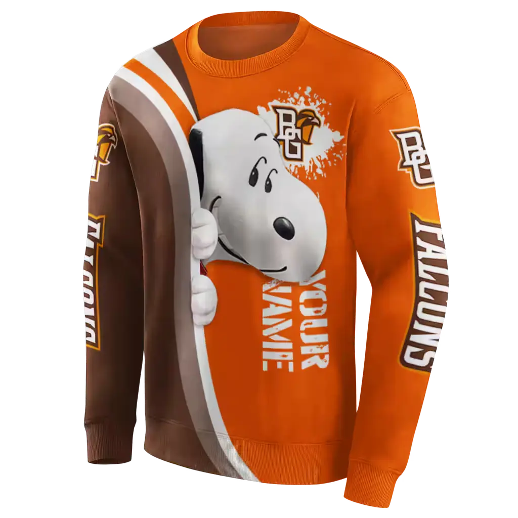personalized bowling green falcons peeking snoopy orange hoodie new arrival personalized bowling green falcons peeking snoopy orange hoodie new arrival