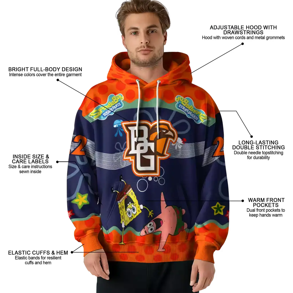 personalized bowling green falcons spongebob patrick star orange navy hoodie latest model personalized bowling green falcons spongebob patrick star orange navy hoodie latest model