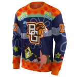 personalized bowling green falcons spongebob patrick star orange navy hoodie best selling