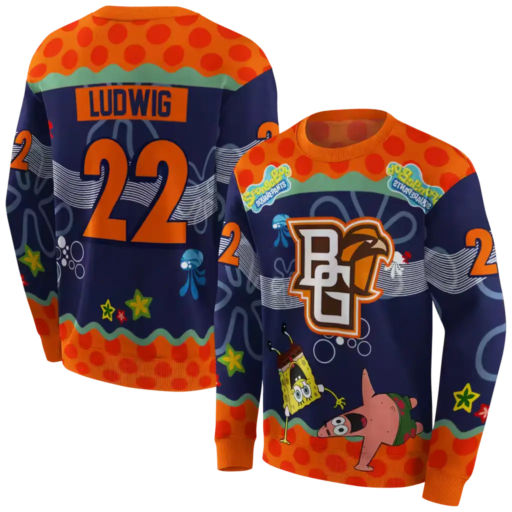 personalized bowling green falcons spongebob patrick star orange navy hoodie premium grade personalized bowling green falcons spongebob patrick star orange navy hoodie premium grade