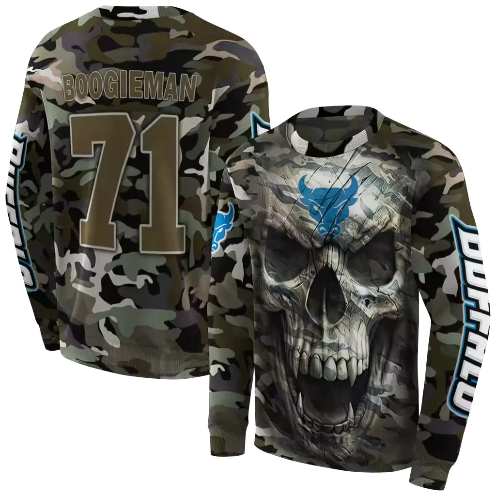 personalized buffalo bulls camo skull hoodie premium grade personalized buffalo bulls camo skull hoodie premium grade