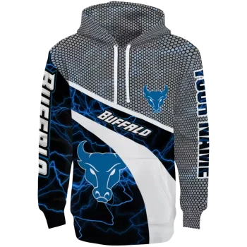 personalized buffalo bulls hexagonal mesh royal blue black gray hoodie best selling