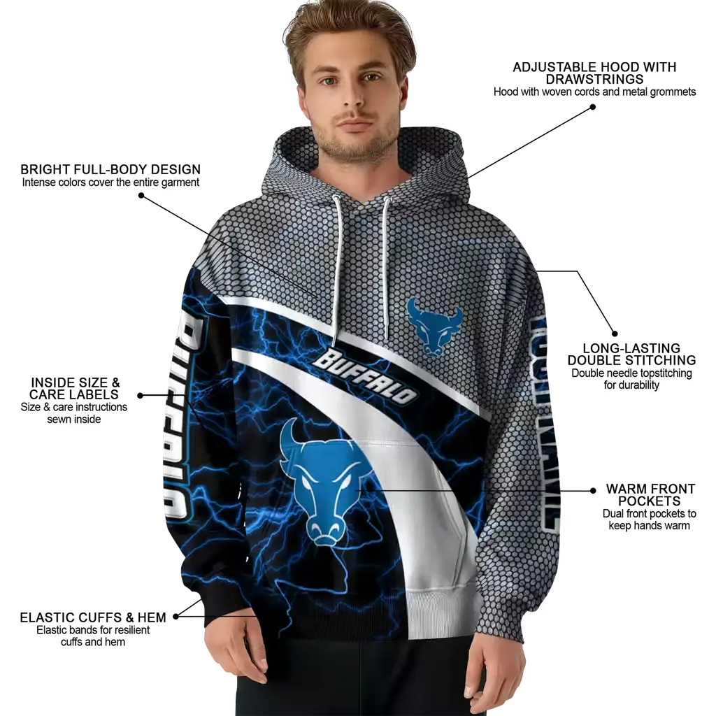 personalized buffalo bulls hexagonal mesh royal blue black gray hoodie latest model personalized buffalo bulls hexagonal mesh royal blue black gray hoodie latest model