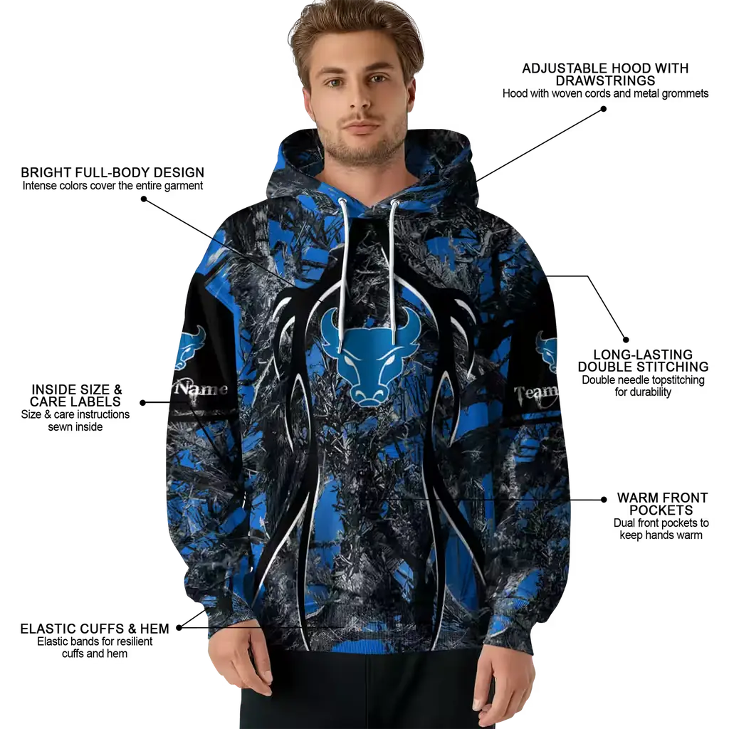 personalized buffalo bulls hunting theme royal blue black hoodie latest model personalized buffalo bulls hunting theme royal blue black hoodie latest model