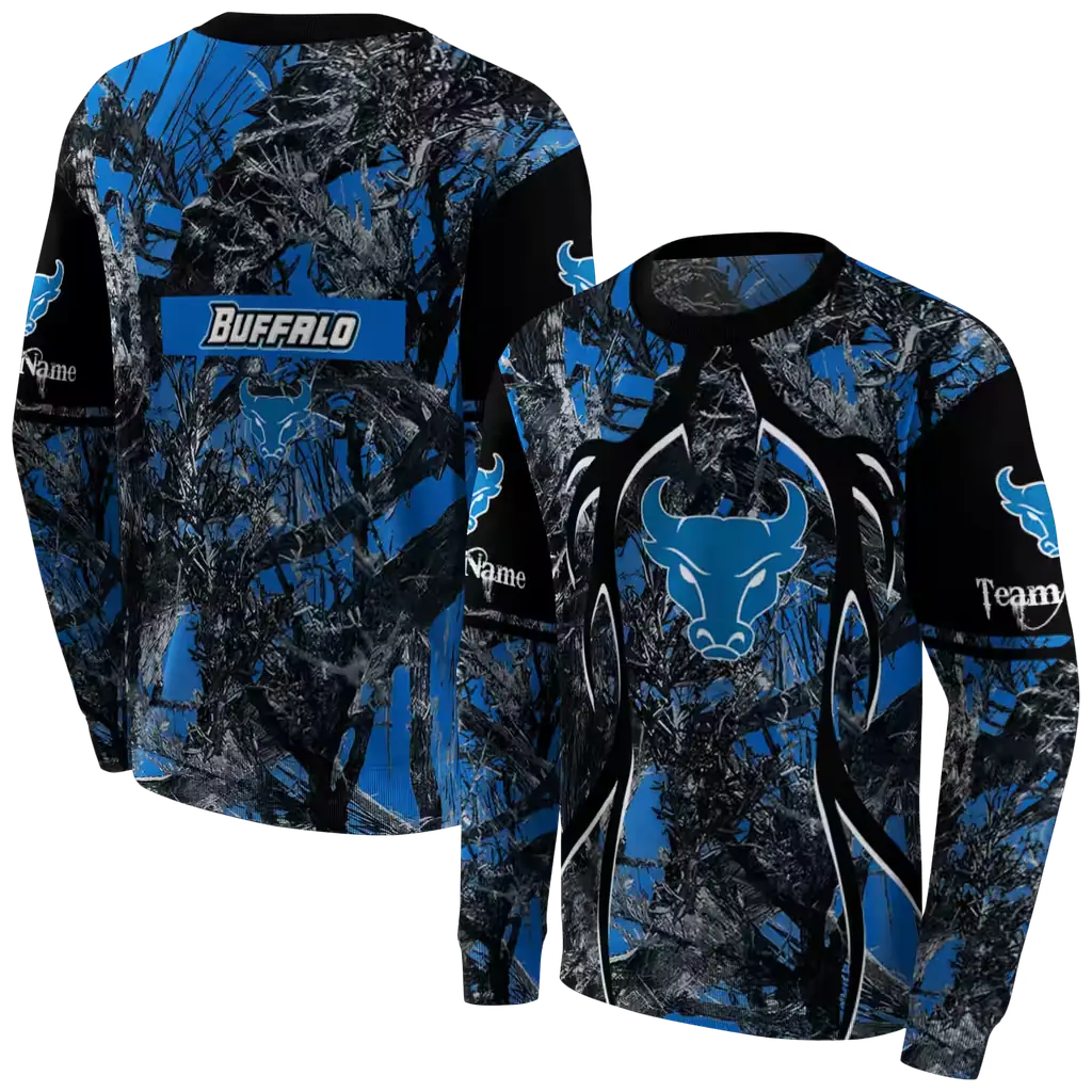 personalized buffalo bulls hunting theme royal blue black hoodie premium grade personalized buffalo bulls hunting theme royal blue black hoodie premium grade