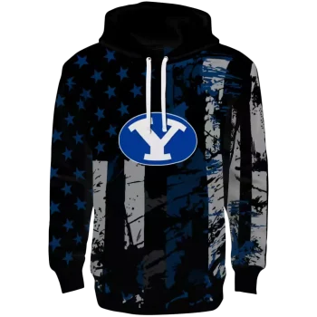 personalized byu cougars distressed flag blue black hoodie best selling