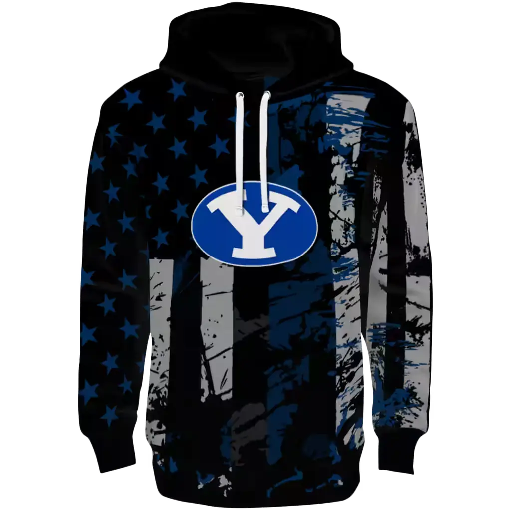 personalized byu cougars distressed flag blue black hoodie best selling personalized byu cougars distressed flag blue black hoodie best selling